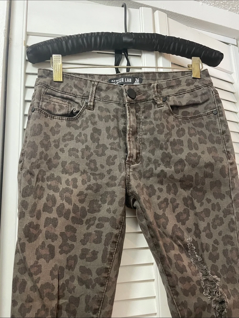 Design Lab Lord & Taylor Leopard Print Skinny Jeans - Brown
